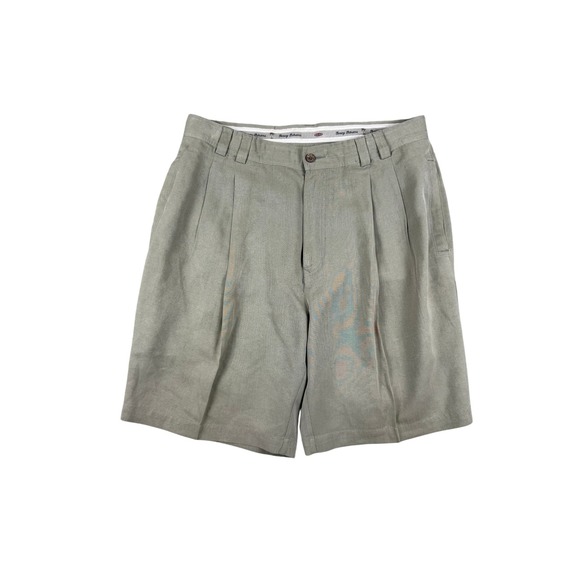 Tommy‎ Bahama Relax Silk Linen Pleated Shorts Mens Size 35 Olive Green Tropical - Picture 1 of 7